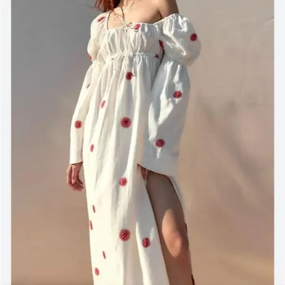 Free People Emory Embroidered Midi Dress S - Picture 1 of 7